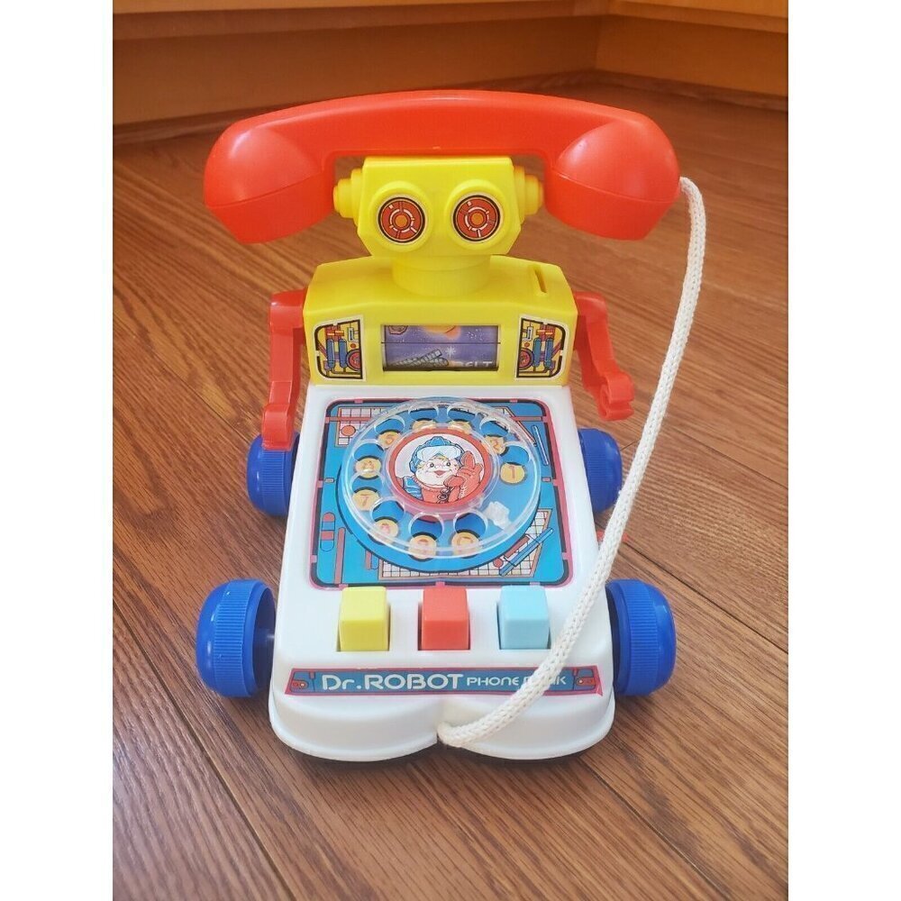 Vintage Dr.Robot Phone Bank Pull-along Made in Hong Kong EUC WORKS